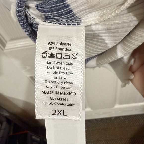 LuLaRoe Kelly Top Navy Blue Stripe‎  2XL NWT - Picture 8 of 8